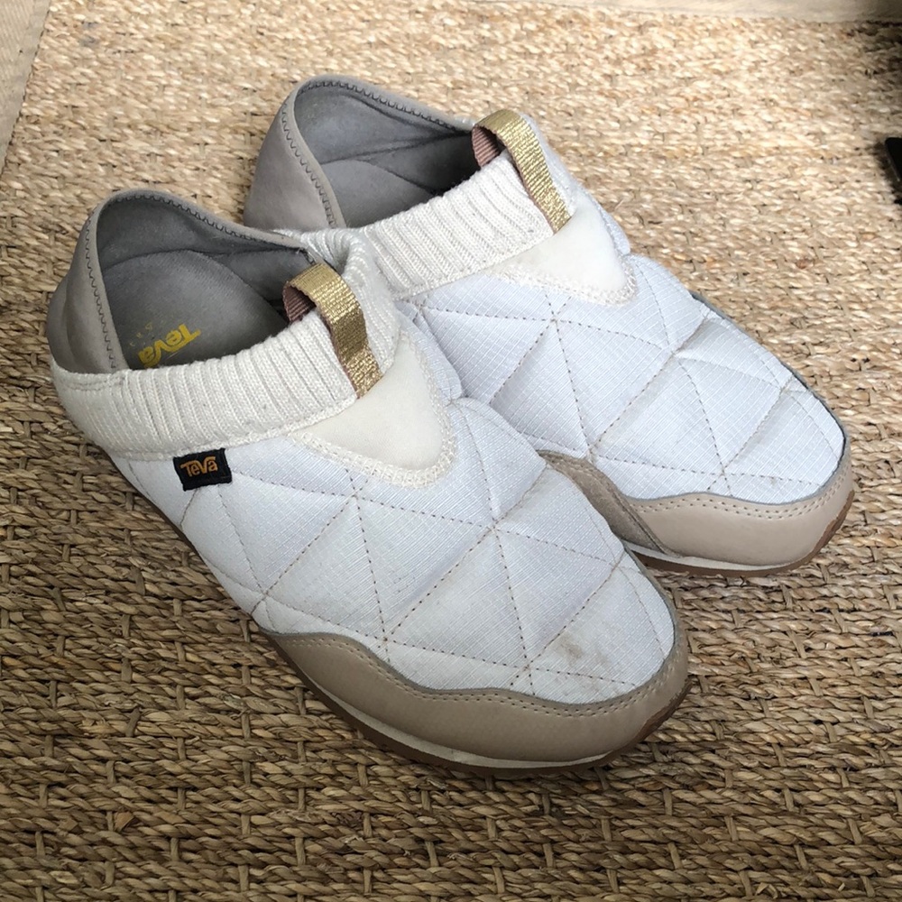 Teva White and Beige Quilted Sneakers